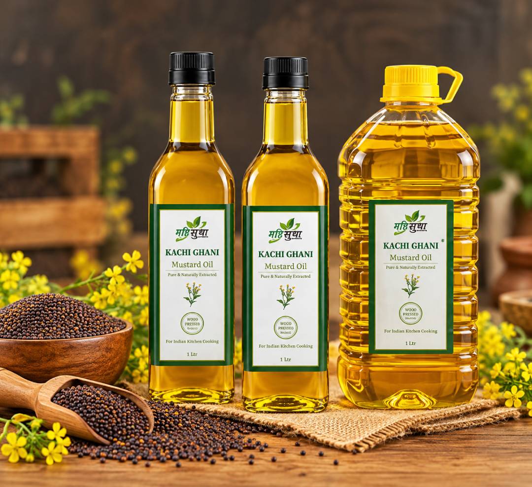 Rustic mustard oil still life